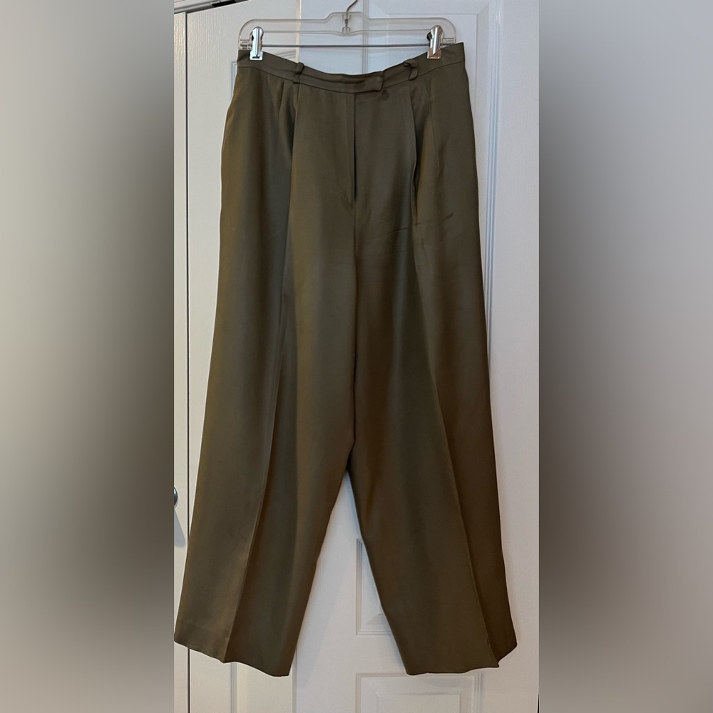 Women’s Olive Green Silk Pants